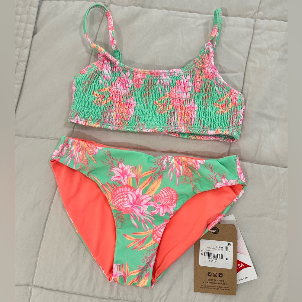 Snapper Rock Coastal Shells girls bikini. Size 9-10